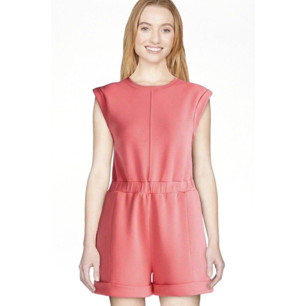 Small Scoop Hot Pink Padded Shoulder Romper NWT